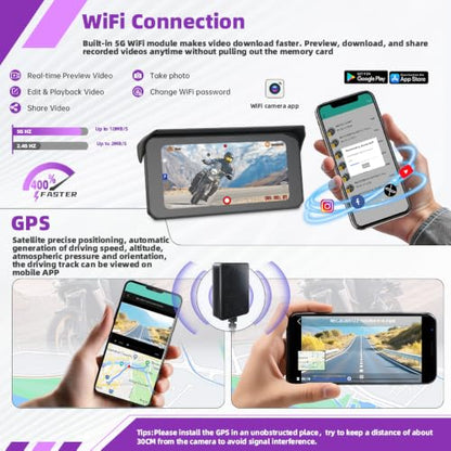 Dual 2K Wireless Carplay Motorcycle Dash Camera (CS6)