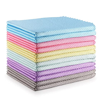 Streak Free Window Cleaning Cloth Miracle Microfiber Cloths for Glass (6 Color Assorted 12p)