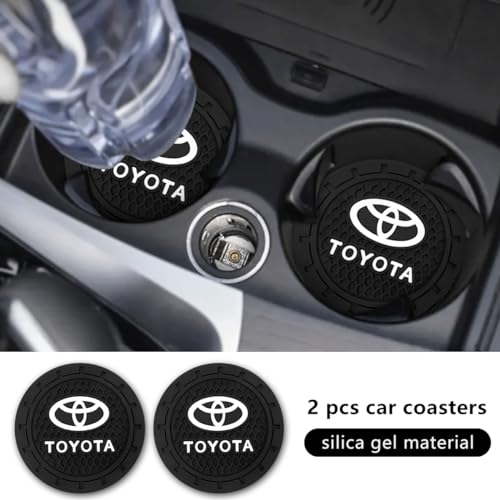 Car Cup Holder Coaster for Toyota Recessed Silicone Cupholder Coaster Interior Accessories 2.75in 2Pieces Black (Black)