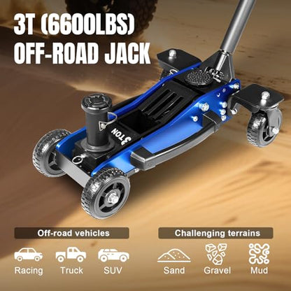 3 Ton Off Road Jack with Big Wheels (3 Ton Off Road / Blue and Black)