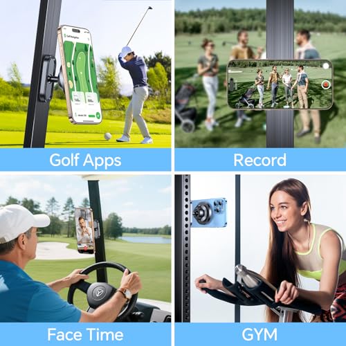 Magnetic Golf Cart Phone Holder【Strong Magnets】 Magnetic Phone Holder for Golf Cart Phone Mount for iPhone 17 Fits GPS EZGO Club Car Yamaha Golf Accessories Gifts for Men Husband (Black)