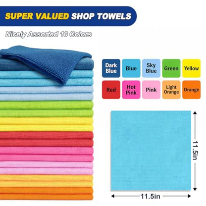 Microfiber Cleaning Cloth 20 Pack (Rainbow / 11.5 x 11.5 Inch)