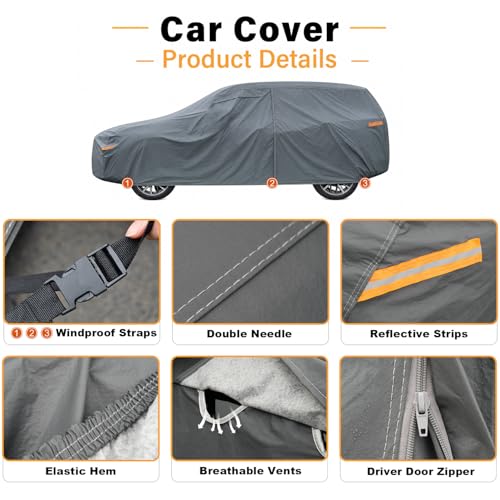 Multi Layer Large SUV Car Cover Waterproof All Weather Heavy Duty
