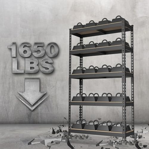 Shelving with MDF Board (Black / 27.4"W x 11.7"D x 60"H)