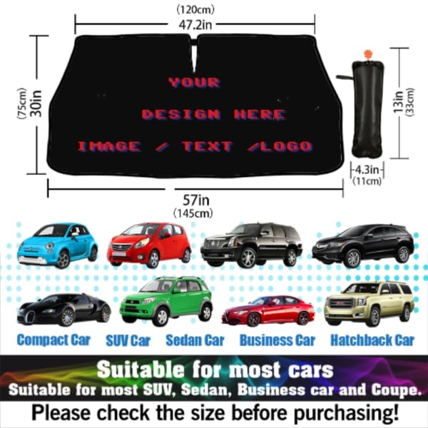 Custom Windshield Sun Shade Umbrella Foldable Personalized Sun Umbrella (57'' X 30'' / style-AB35)