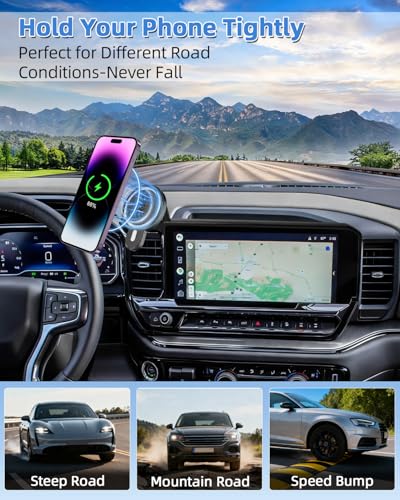 Car Phone Holder for 2022 (Silverado 1500/GMC Sierra 1500 2022-2026 / Magsafe+ Wireless Charger)