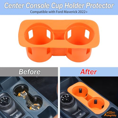 Center Console Cup Holder Protector Compatible with Ford Maverick 2022 (Orange)