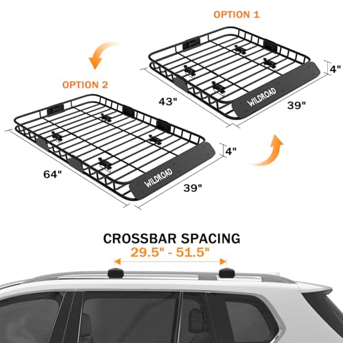 Rooftop Cargo Carrier Combo Roof Rack Cargo Basket 64" x 39" x 4" (64" x 39" x 4")