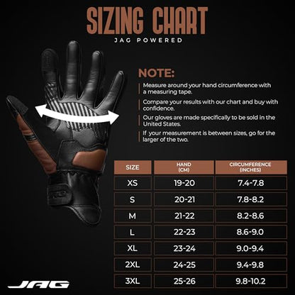 Leather Motorcycle Motorbike Knuckle Protection Powersports Gloves (Black/Brown / Large)