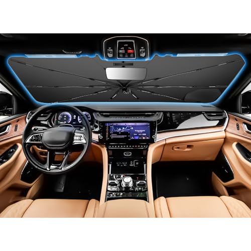 for 2026 2027 Jeep Grand Cherokee Car Windshield Sun Shade Umbrella for 2026 2027 Jeep Grand Cherokee Accessories Window Sunshade Easy Fold Reflective Heat & UV Protection Sun Visor Blocker (2026 Grand Cherokee)