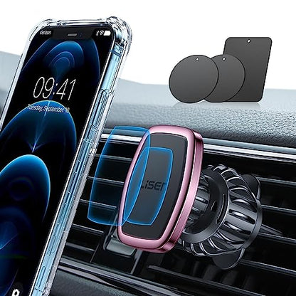 Magnetic Phone Holder for Car Phone Holder with Upgraded Clip (Pink)