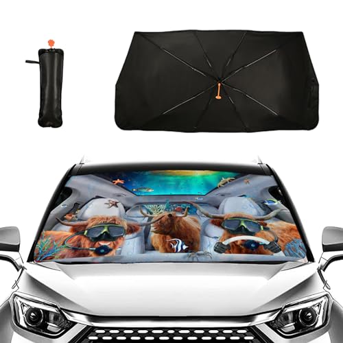 Funny Cow Car Windshield Sun Shade Umbrella Car Sunshade Cow Car Accessories Blocks Uv Rays Keeps Car Cool Sun Shade Car Windshield Cover Blocks UV Rays Automotive (One Size / Funny Cow)