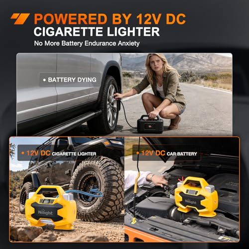 Portable DC 12V Tire Inflator Dual Cylinders and Dual Motors 150PSI (Heavy Duty Tire Inflator)