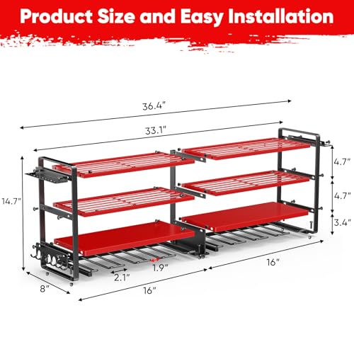 Upgrade Large power tool organizer Wall Mount (Red)