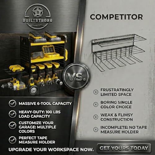 Power Tool Organizer Wall Mount (6 Drill Holder / Yellow)