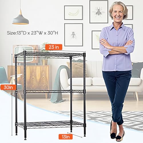 3 Tier Wire Shelf (Black / 23"D x 13"W x 30"H)