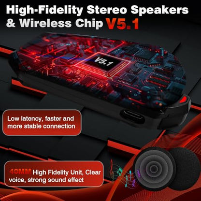 Motorcycle Helmet Headset 8 Riders Communication System X8 Intercom with Music Sharing (Single Pack / Red Single Pack)