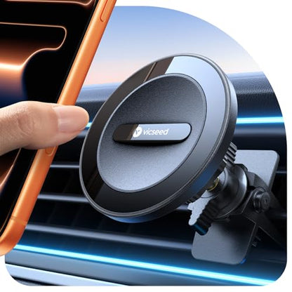 for MagSafe Car Mount [Upgraded Strong Magnetic & Won't Break Vent] (Jet Black)
