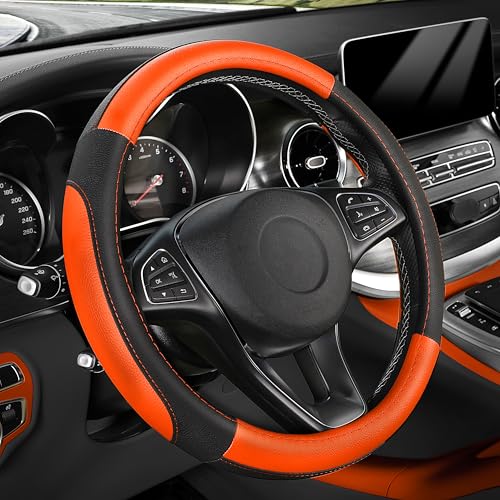 Steering Wheel Cover 14.5 (Standard size[14 1/2''-15''] / Black and Orange)