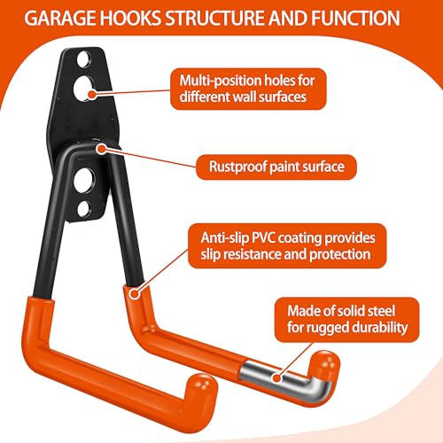 18 Pack Garage Hooks Heavy Duty (Orange / 18pack)