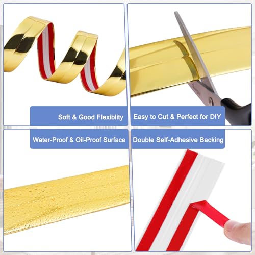 Wall Corner Protector Moulding Trim Peel and Stick (Gold / 2.4 In x 40 Ft)