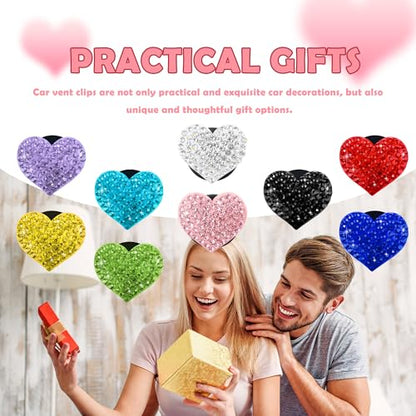 4PCS Heart Shaped Car Vent Clips with Rhinestone (Royal Blue)