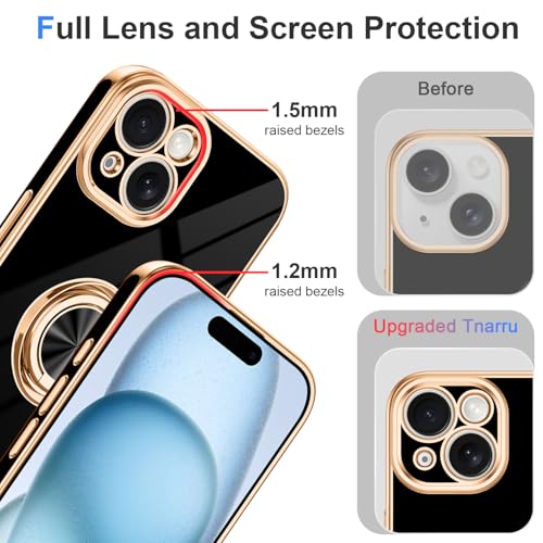 Designed for iPhone 15 Case with Ring Stand Slim Black (Black / 6.1'' iPhone 15)