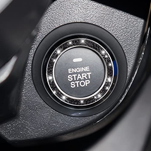 2PCS Zinc Alloy Rhinestone Engine Start Button Rings (Black)
