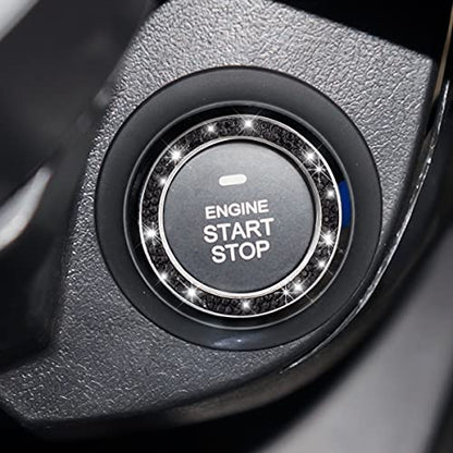 2PCS Zinc Alloy Rhinestone Engine Start Button Rings (Black)