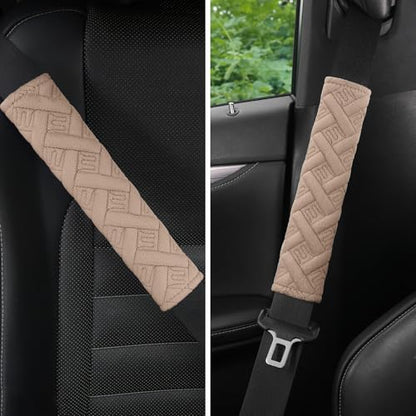 2 Pack Universal Car Seat Belt Pads Cover for A More Comfortable Driving (khaki)