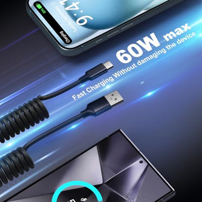 78W 3 Port Car Charger with Retractable USB (Black - 1Pack)