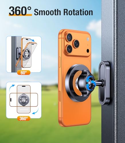Magnetic Golf Cart Phone Holder【Strong Magnets】Magnetic Phone Holder for Golf Cart Phone Mount for iPhone 17 Fits GPS EZGO Club Car Yamaha Golf Accessories Gifts for Men Husband (Matte Black)