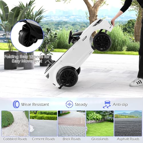 12V Kids Ride On Car (White / 42.5” x 25.5” x 20”(L x W x H))