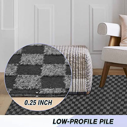 Custom Size Backed Non (Gray Checkered / 3FT*16FT)