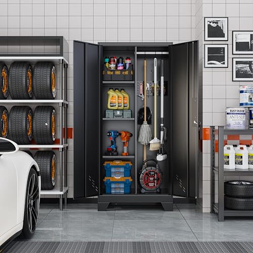 61" Broom Closet Storage Cabinet (61"h Black)