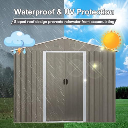 6x8 FT Outdoor Storage Shed (6x8 FT/No Window / Gray)