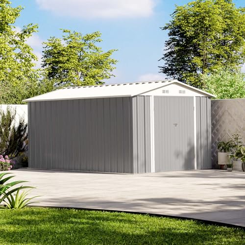 8 x 12 FT Outdoor Storage Shed (Gray / 8x12 FT)