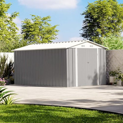 8 x 12 FT Outdoor Storage Shed (Gray / 8x12 FT)