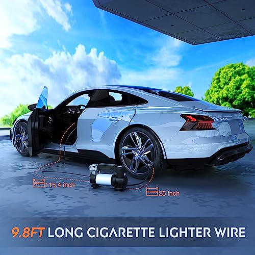 Portable Air Compressor Tire Inflator 12V Heavy Duty 120PSI Metal Pump Double Cylinder Digital Pressure Fast Inflate Auto Shutoff for Car SUV Motorcycle (Double Cylinder Air Compressor Pump)