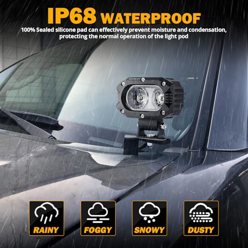 R4 Series 4 Inch LED Light Pods (4 Inch White Broad Flood Pods)
