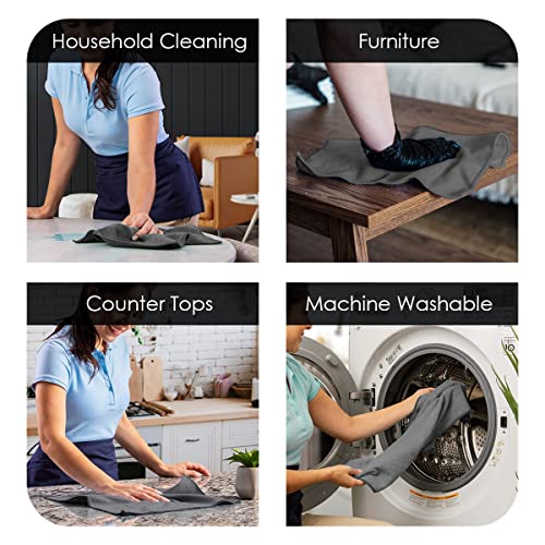 Microfiber Cleaning Cloths (Pack of 36 - 16x16 Inches / Grey)