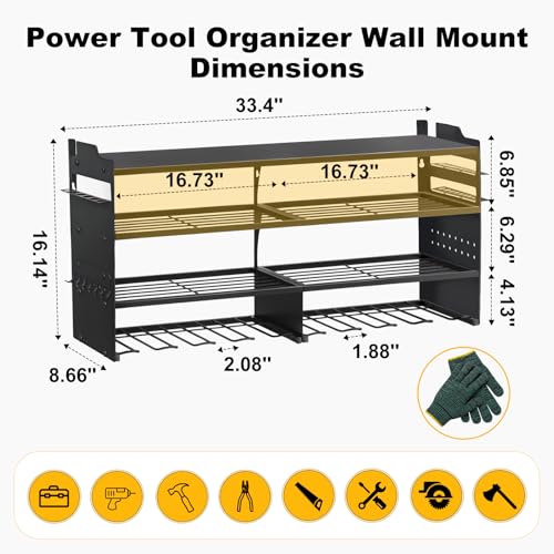 Large Power Tool Organizer Wall Mount Black (Black)