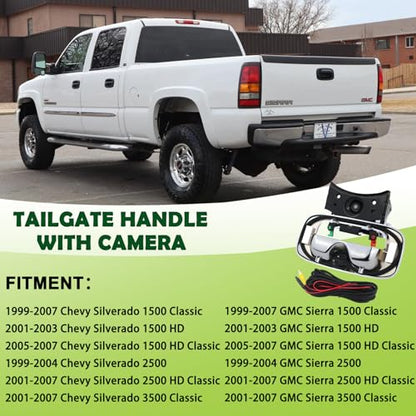 Backup Camera Tailgate Handle Rear View Camera Liftgate Latch Handle Chrome Compatible with 1999 (1999-2007 Chrome)