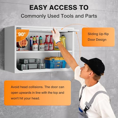 Metal Wall Cabinet with Locking Door and Shelf (21.65"H / White)