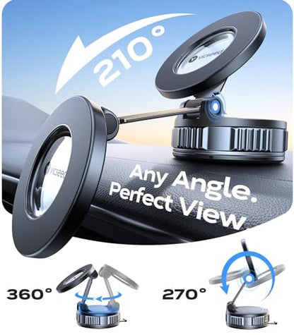 Car Phone Holder for Magsafe Car Mount [85 LBS Strongest Suction] (Black-Vacuum)