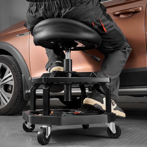 Industrial Black Pneumatic Garage Seat (Black)