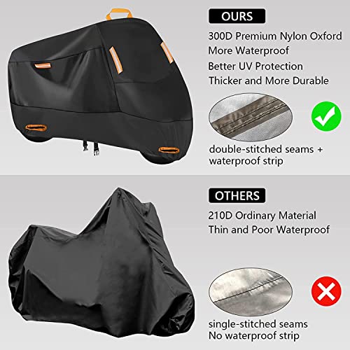 Motorcycle Cover Heavy Duty for 108" Cruiser Touring (Black / XXXXL (108" x 37" x 55"))