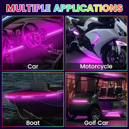 Pink LED Strip Lights 2in1 Light Ambient Light Strip Flexible Color for TV (Purple)