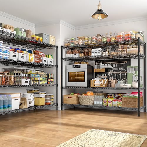 2560LBS Storage Shelves 55.5"W Metal Shelving Unit 4 Tier Wire Shelving Commercial Adjustable Garage Shelving Heavy Duty for Storage Rack for Pantry (55.5"H x 55.5"W x 18"D)