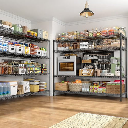 2560LBS Storage Shelves 55.5"W Metal Shelving Unit 4 Tier Wire Shelving Commercial Adjustable Garage Shelving Heavy Duty for Storage Rack for Pantry (55.5"H x 55.5"W x 18"D)